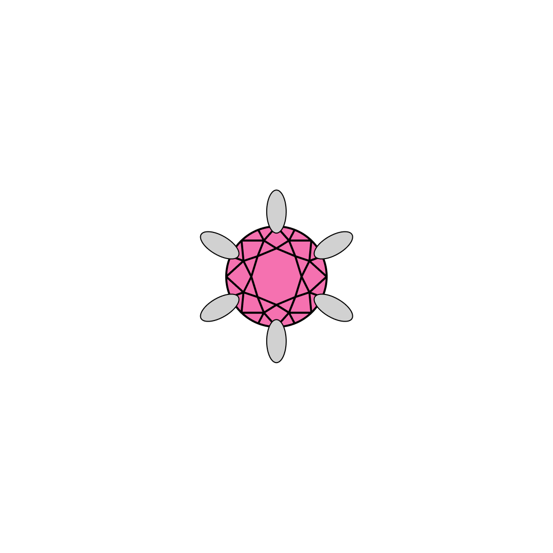 Pink cubic zirconia stud with ray-like prongs in titanium